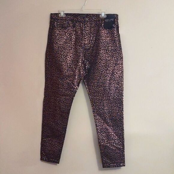 New Banana Republic Women's Size 32 metallic leopard print mid-rise skinny jeans - Picture 1 of 10